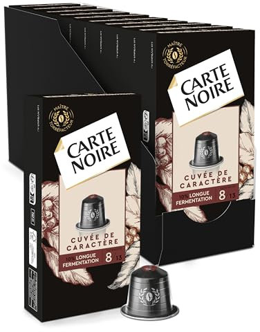 CARTE NOIRE - 100 Capsules de Café Cuvée de Caractère Compatibles Nespresso - Longue fermentation - Lot de 10x10 Capsules Aluminium - Fabriqué en France