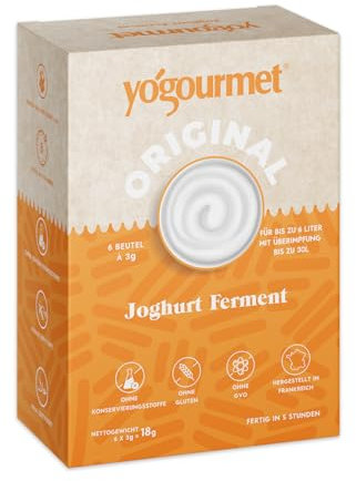Yogourmet - Joghurtfermente (6 Beutel = 6 Liter) - Machen Sie Joghurt zu Hause - Natürlich, Glutenfrei, Koscher, Halal