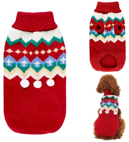 Lyneun Hundepullover Weihnachten, Hund Weihnachten, Weihnachtspullover Hunde, Warm Pullover für Hunde, Strickpullover für Hunde, Hunde Pullis Haustier Kostüm Mantel