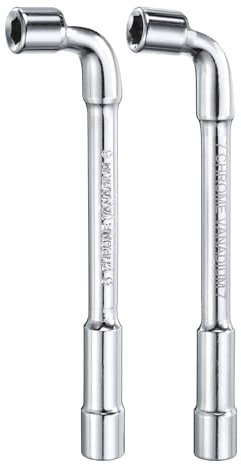 sourcing map 2pcs L Shaped Angled Hex Socket Wrench 6mm 7mm High Carbon Steel Double Ended Metric 6 Point Tubular Socket Spanner for General Repairing, Pipeline, Bicycle Car Maintenance
