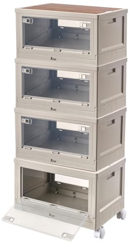 Xcase Boxen: 4er-Set Camping-Aufbewahrungsboxen mit 4 Rollen, falt-/stapelbar, 55 l (Campingboxen stapelbar, Camping Box mit Ablage, Schuhe)