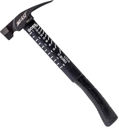 Boss Hammer Premium 4340 Stahl-Bieast-Hammer mit robustem, stoßdämpfendem Poly-Fiberglas-Griff, 794 g, Cerakote-Finish, gefräste Oberfläche, rutschfester Griff