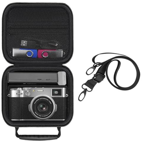 HESPLUS Hard Travel Camera Carrying Case for Fujifilm X100V/ X100VI/ X100F/ X100S Didital Camera, Camera Bag Protective Case with Adjustable Shoulder Straps - Black (CASE ONLY)