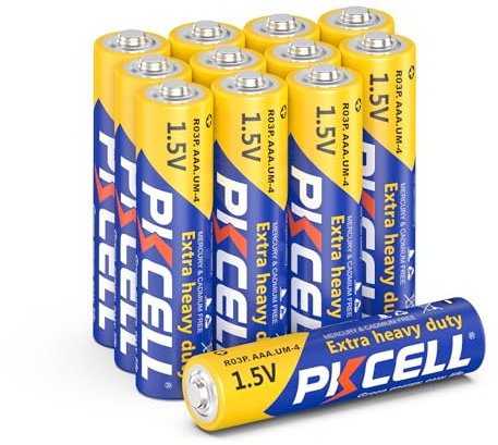 AAA 1.5 V Zinc-Carbon High-Performance Batteries - Ideal for Remote Controls, Telephone Landline, Toys | Pack of 12 | PKCELL
