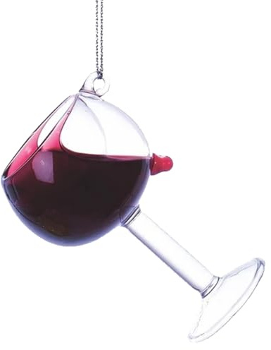 itsisa Baumschmuck Burgunderglas Rotwein Glas mit beweglicher Flüssigkeit H: 8 cm - Baumkugel Wein Glas, Weihnachtsdeko Weinglas, Christbaumkugel, Weihnachtsbaum Hänger