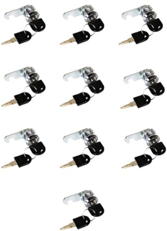TOP-VIGOR 10Pcs 16mm Security Cam Lock, Cabinet Drawer Security Mailbox Locks with 20 Keys for Cupboard, Drawer, Wardrobe, Letter Box and Toolbox, Keyed Different