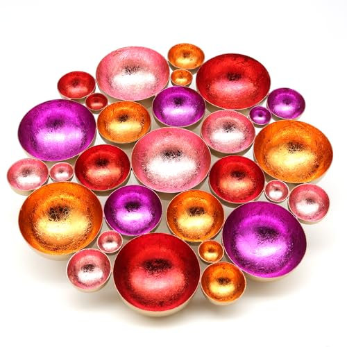 XL Teelichthalter Metall Schale Glamour Groß für 14 Teelichter Tisch-Dekoration Geschenkidee Gold Rot Pink Rosa Orange D 30cm Dario 50748-30