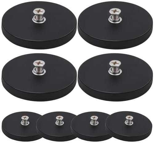 Aenienoe 8Stück Neodym Magnete Gummiert Magnet mit Gewinde 66mm Magnetfuß Anti-Rutsch 30kg Haftkraft Magneten Extra Stark Sehr M6 Schrauben Magnetischer Montagesockel für Lichtleisten Fahrzeuge