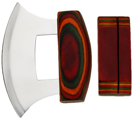 Alaska Pizza Cutter - Ulu Pizza Cutter Ulu Rocker Slicer Cutter, Ergonomisch rutschfester Griff aus Edelstahl Alaskan Ulu | Schneider mit Holzständer zum Schneiden von Salaten