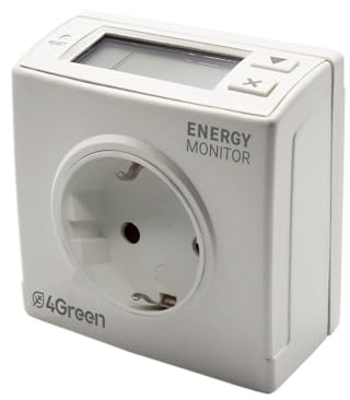 VEMER 4GREEN VE798700 Energy Monitor - Electrical Energy Meter with Plug, Electric Consumption Meter with Schuko Socket, Ideal for Monitoring Consumption Appliances, White