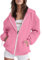 amropi Sweat-Shirt Femme Sweat à Capuche Zippé Hoodie Sport Veste Manche Longue Manteau Rose,M