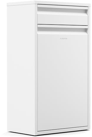 Klarstein Single-Compartment Mülleimer 50L - Edelstahl Abfalleimer Küche Mit Schublade, Wandmontage & Geruchsverschluss, Inkl. Befestigungsmaterial, Weiß