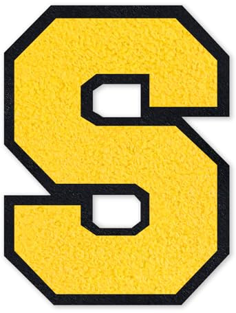 QianSiLi 4.5 Inch Chenille Iron On Letters for Clothes Varsity Letter Patches Embroidered Patch Iron On Patches for Clothing Varsity Jacket Hoodie (Yellow,S)