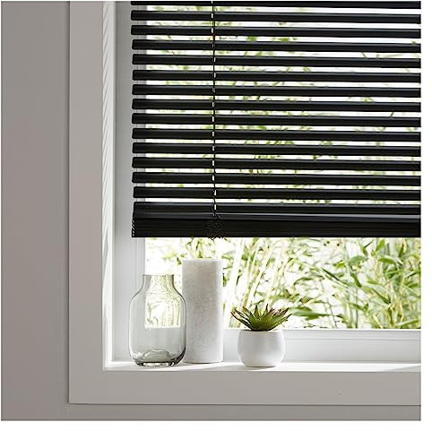 Schwarze Aluminium-Jalousien, wasserdicht, 160 cm breit, Verdunkelungsrollo für Badezimmer/Schlafzimmer/Küche, anpassbare Größenoptionen (Farbe: Schwarz)
