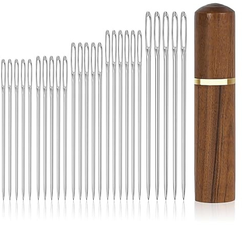 Large Eye Sewing Needles 25pcs Sharp Embroidery Darning Needles for Wool Stainless Steel Hand Sewing Yarn Tapestry Needle 5 Sizes