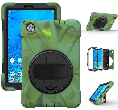 Compatible with Lenovo Tab M8 8inch TB-8505X/8505F/8506F, 2019/2021 3rd/2nd Gen Case, Heavy Duty Rugged Shockproof Drop Protection Case with Shoulder Strap Protective Cover Compatible with Kids Silico