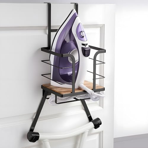 AIDILI Over The Door Ironing Board Holder - Iron Board Hanger Wall Mount Ironing Board Storage with T/Y Shape Design for Space Saving, No Drilling
