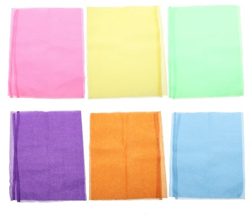 Cabilock 6 Stück-pack Nylon Peeling Körperhandtücher mit Doppelseitiger Struktur Schnell Trocknend für Rückenreinigung und Sanftes Peeling unter Dusche Zufällige Farbe