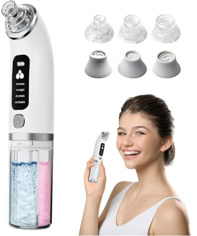Porenreiniger Gesicht – Mitesser Sauger, Mitesserentferner Porenreiniger, Porensauger für Tiefenreinigung, Blackhead Remover mit 6 Aufsätzen für alle Hauttypen