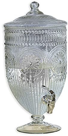 LOBERON Getränkespender Mercure, mit praktischem Hahn, mit floralen Ornamenten verziert, Tischassessoire, Küchenutensilien, Glas, Kunststoff, klar
