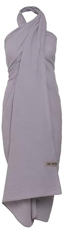 KNIT FACTORY - Liv Pareo/XL Schal - Strandtuch, XXL Schal und Pareo in einem - Multifunktionales Musselintuch - Sommer handtuchkleid - Damen Pareo aus 100% Bio-Baumwolle - Grau