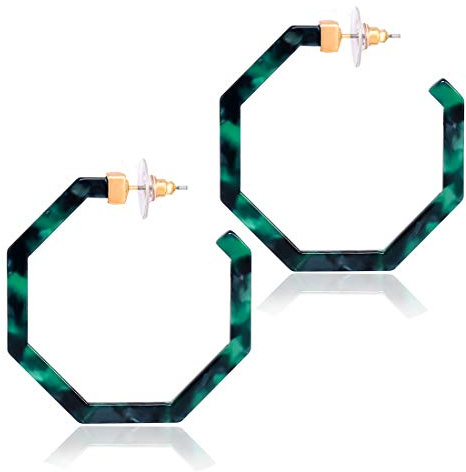 PHALIN Acryl Creolen Schildpatt Acryl Ohrringe Geometrische Harz Ohrring Ohrstecker für Frauen Mädchen, Kunststoff Harz Acryl, Kein Edelstein