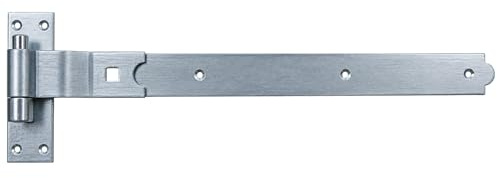 Merriway BH07122 Gate Hinge Heavy Duty Hook & Band Cranked Necked Galvanised, Silver Tone, 600 x 50 x 4.5mm