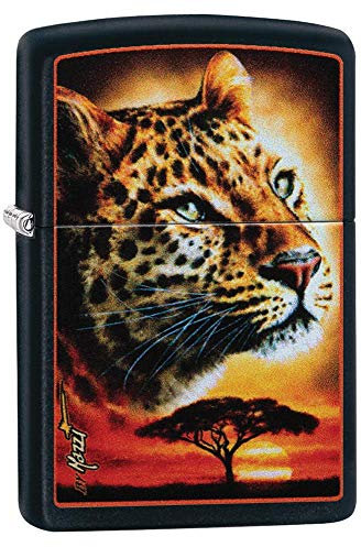 Zippo Sturmfeuerzeug - Leopard - Black Matte, Schwarz - Colour Image - Wiederverwendbar - Windfestes Benzinfeuerzeug - Geschenkbox - Made in USA
