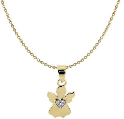 ACALEE Kinder-Halskette mit Engel Gold 333 / 8K wunderschöner Halsschmuck für Mädchen, zauberhafte Geschenkidee, 50-1011