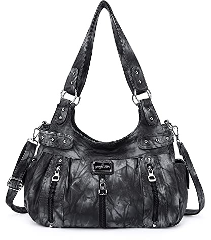Angelkiss Große Geldbörsen und Handtaschen für Damen, gewaschenes Kunstleder, Umhängetasche, Hobo-Umhängetasche, Handtasche