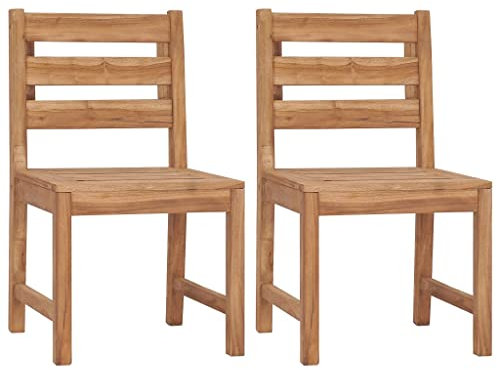 vidaXL 2X Teak Massiv Gartenstuhl Gartenmöbel Stuhl Stühle Holzstuhl Holzstühle Essstuhl Gartenstühle Terrassenstuhl Balkonstuhl Outdoor