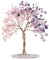 KYEYGWO Amethyst & Rosenquarz Heilung Kristall Geldbaum auf Achat Scheiben Base, Handmade Edelsteinbaum Feng Shui Bonsai Baum Deko Stein Glückbaum Liebe Ornament für Glück, Reichtum