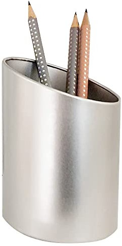 Produco Metall Diagonale Stiftehalter Schreibtisch, Stifteköcher, Pinselhalter, (Silber)