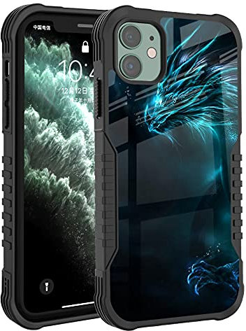 FJyuanqi Compatible with iPhone 11 2019 Case for Man Boys, Cool Blue Dragon Design Heavy Duty Shockproof Bumper Protective Phone Cover Full Body Sturdy Anti-Scratch Armored for iPhone 11