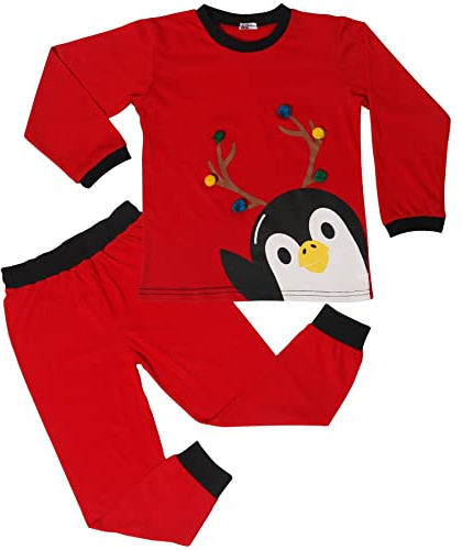 Kids Girls Boys Christmas Pyjamas - PJS 156 Red 2-3