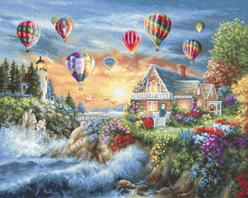 Luca-S Gobelin Set Gold Collection Ballons über der Bucht Zählmuster