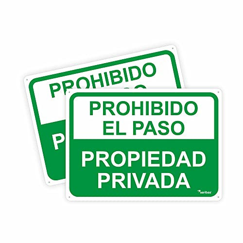 Panneau de propriété privée - Plaque de porte interdit le passage - 35 x 25 cm - vert ou rouge - fabriqué en dibond dur et résistant - avec trous de serrage (Vert)
