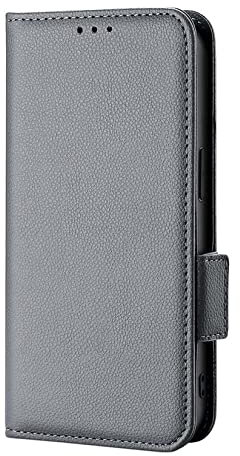 AMWEI Leather Folio Cover per ASUS ROG Phone 6 PRO/ASUS ROG Phone 6 Case, Custodia in Pelle PU Magnetica Libro Flip Portafoglio Bumper con [Funzione Stand]. Grigio