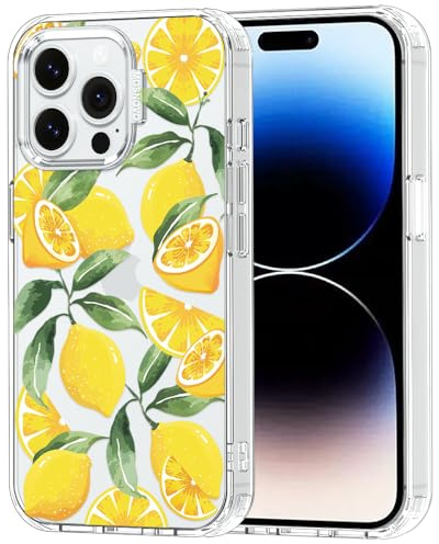 MOSNOVO Case for iPhone 14 Pro Max, [Buffertech 6.6ft Military-Grade Drop Protection] [Anti Peel Off Tech] Clear TPU Bumper Phone Case Cover Design - Lemon