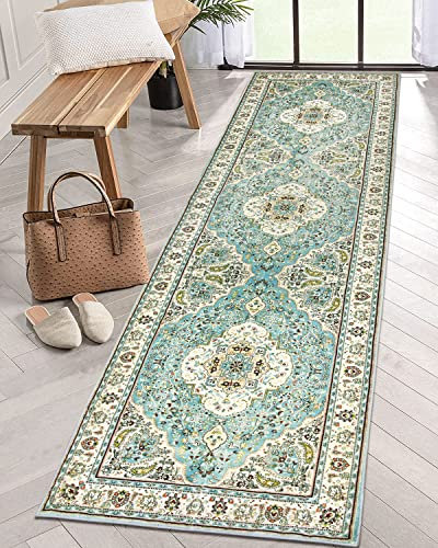 Lahome Floral Medallion Runner Rug - 2x8 Kitchen Rug Runner Soft Non-Slip Washable Low-Pile Hallway Mat, Indoor Accent Floor Carpet Runner for Bedroom Living Dining Room Entrance