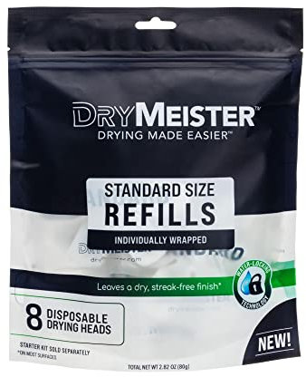 DryMeister Refills, 8 Standard Size Drying Heads - Dries The Inside of Water Bottles, Baby Bottles, Flower Vases, Carafes, Wine Glasses, Travel Mugs, Flasks, Pitchers, Coffee Pots