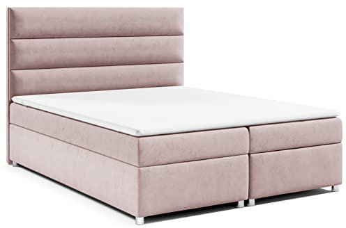 Best for Home Boxspringbett mit Bettkasten Trinity K-1 Bonellfederkern inkl. Topper 140x200 Rosa