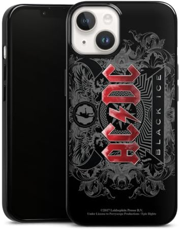 Silikon Hülle kompatibel mit Apple iPhone 14 Case schwarz Handyhülle ACDC Fanartikel Black Ice