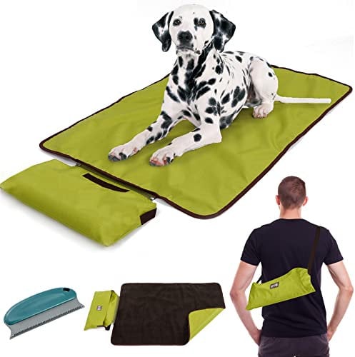100x70cm wasserdichte Hundematte Outdoor,Faltbare Haustier Decke mit Tasche Tierhaarentferner,Plüsch Hundedecke Matte,Camping Wärmende Decke, Große Reisedecke für Haustier Hunde Welpen Katzen (Wolle)