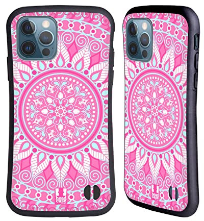 Head Case Designs Parata Rosa Mandala Custodia Cover Ibrida Compatibile con Apple iPhone 12 / iPhone 12 PRO