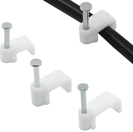 Rierdge 300 Pieces Half Clamps J-Hook with Nail, White Pex Support Holder for Tubing Pipe Fixing Wire, 6+8+12mm