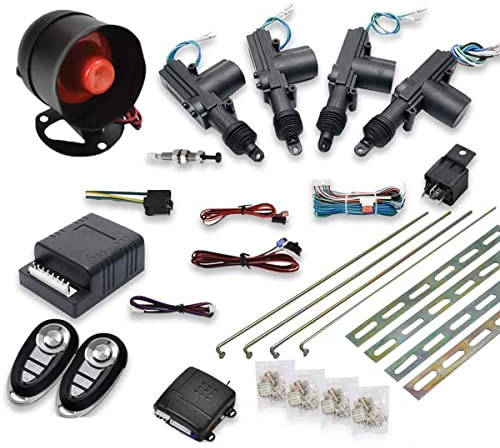 Unifizz Universal Car Remote Central Locking Kit Black 4 Doors Keyless Entry System 12V with 2 Remote Control