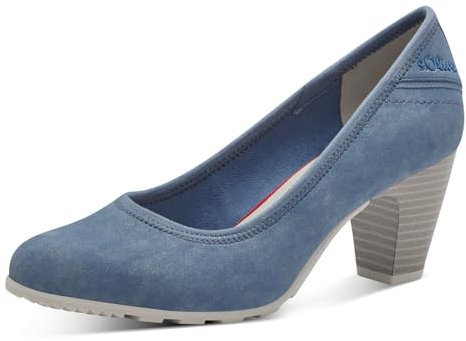 s.Oliver Damen Pumps mit Blockabsatz Elegant, Blau (Indigo), 36 EU
