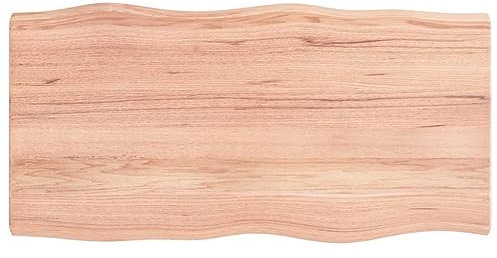 vidaXL Tischplatte, Holzplatte für Tisch Esstisch Couchtisch, Massivholzplatte Handgefertigt mit Baumkante, Ersatztischplatte, Hellbraun 100x50x(2-6) cm Massivholz Behandelt