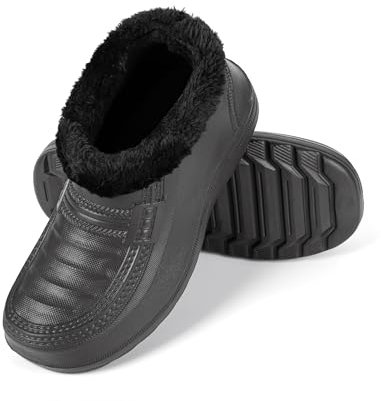 HEYO Stivali di gomma unisex foderati Zoccoli invernali leggeri EVA da giardino, Nero , 38 EU